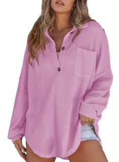 Foto 1 | Foto 1 | Camisa Henley Tipo Túnica De Punto Gofrado Superior Y Elegante Para Mujer - Venta Internacional.
