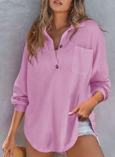 Foto 2 | Foto 2 | Camisa Henley Tipo Túnica De Punto Gofrado Superior Y Elegante Para Mujer - Venta Internacional.