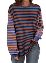 Camiseta Blencot A Rayas Para Mujer, Talla Grande, Y2k, Azul Marino, Raya L - Venta Internacional.