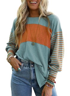 Foto 1 | Foto 1 | Sudadera Dokotoo Para Mujer De Manga Larga Con Rayas Rojas Y Azules - Venta Internacional.