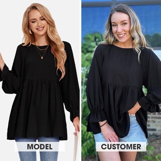 Foto 2 | Foto 2 | Blusa Exlura Para Mujer De Manga Larga Con Lunares Suizos, Top De Maternidad, Color Negro - Venta Internacional.