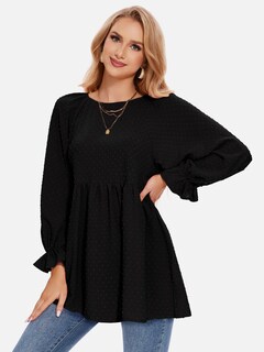 Foto 3 | Foto 3 | Blusa Exlura Para Mujer De Manga Larga Con Lunares Suizos, Top De Maternidad, Color Negro - Venta Internacional.