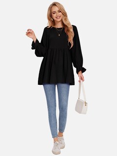 Foto 4 | Foto 4 | Blusa Exlura Para Mujer De Manga Larga Con Lunares Suizos, Top De Maternidad, Color Negro - Venta Internacional.