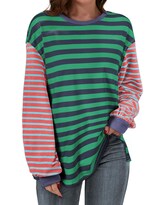 Camiseta Blencot Para Mujer Con Bloques De Color A Rayas, Talla Grande 2024 Y2k - Venta Internacional.