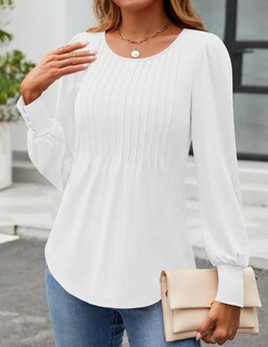Foto 2 | Foto 2 | Camisa Zesica De Manga Larga Para Mujer De Otoño Con Cuello Redondo, Color Blanco - Venta Internacional.