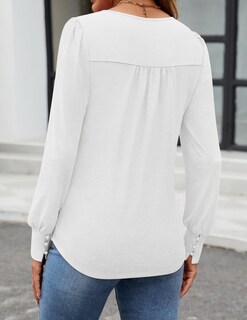 Foto 3 | Foto 3 | Camisa Zesica De Manga Larga Para Mujer De Otoño Con Cuello Redondo, Color Blanco - Venta Internacional.