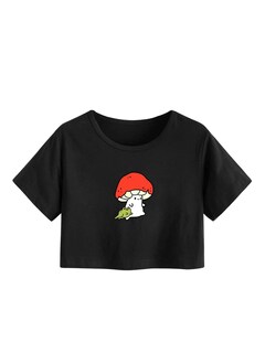 Foto 1 | Foto 1 | Top Corto Con Estampado Gráfico De Manga Corta Para Verano De Sweatyrocks - Venta Internacional.