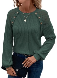 Foto 1 | Foto 1 | Jersey Acelit Para Mujer, Talla Grande, Verde Con Detalle De Encaje, 2xl - Venta Internacional.