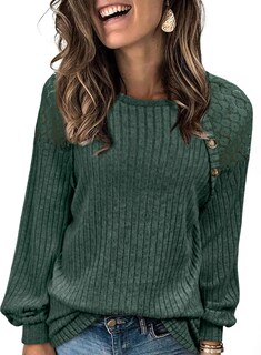 Foto 2 | Foto 2 | Jersey Acelit Para Mujer, Talla Grande, Verde Con Detalle De Encaje, 2xl - Venta Internacional.