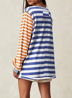 Foto 5 | Foto 5 | Camisa Blencot A Rayas Para Mujer, Cuello Redondo, Manga Larga, Naranja - Venta Internacional.