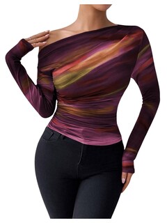 Foto 1 | Foto 1 | Camiseta Floerns Para Mujer, Cuello Asimétrico Y2k, Naranja M - Venta Internacional.