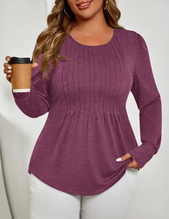 Foto 4 | Foto 4 | Camisas De Manga Larga Zesica Para Mujer De Otoño Con Cuello Redondo Fucsia - Venta Internacional.