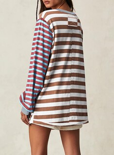 Foto 3 | Foto 3 | Tops Blencot, Camisetas Extragrandes De Patchwork Y2k Para Mujer, Rayas Azules - Venta Internacional.