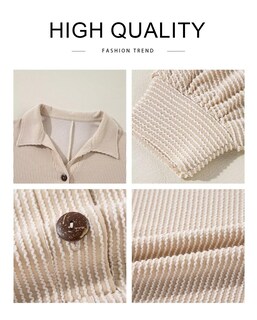 Foto 5 | Foto 5 | Camisa Elegante Para Mujer, Cuello En V, Manga Larga, Botones Henley Apricot - Venta Internacional.