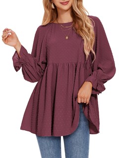 Foto 1 | Foto 1 | Blusa Exlura Babydoll Con Lunares Suizos Para Mujer, Holgada, Color Rojo Vino - Venta Internacional.