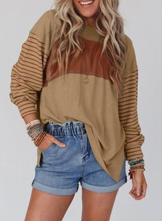 Foto 3 | Foto 3 | Sudadera Tops Dokotoo Para Mujer, Manga Larga, A Rayas, Talla Grande - Venta Internacional.