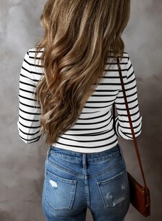 Foto 2 | Foto 2 | Camisa Acelit Para Mujer, Casual, De Otoño, Manga Larga, Cuello En V, Negro Y Blanco - Venta Internacional.
