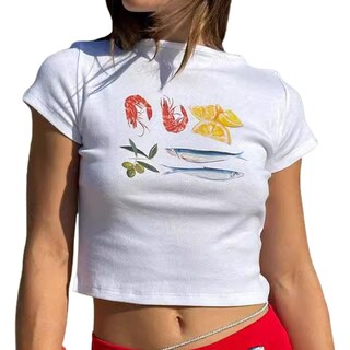 Foto 1 | Foto 1 | Graphic Tee Ggoob Baby Tees Para Mujer Y2k Aesthetic White - Venta Internacional.