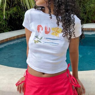 Foto 3 | Foto 3 | Graphic Tee Ggoob Baby Tees Para Mujer Y2k Aesthetic White - Venta Internacional.