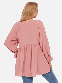 Foto 5 | Foto 5 | Camiseta Exlura De Manga Larga Para Mujer, Manga Larga Con Lunares Suizos, Rosa Peplum - Venta Internacional.