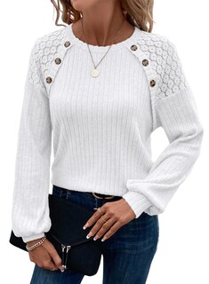 Foto 1 | Foto 1 | Jersey Acelit Para Mujer, Talla Grande, Con Detalle De Botones, Color Blanco - Venta Internacional.