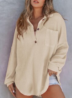 Foto 2 | Foto 2 | Camisa Astylish Henley Para Mujer, Manga Larga, Cuello En V, Punto Gofrado - Venta Internacional.