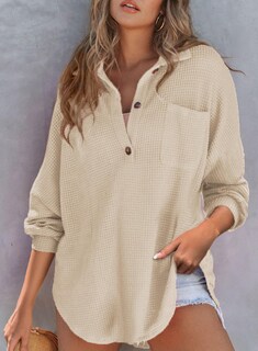 Foto 4 | Foto 4 | Camisa Astylish Henley Para Mujer, Manga Larga, Cuello En V, Punto Gofrado - Venta Internacional.