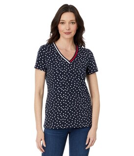 Foto 1 | Foto 1 | Camiseta Tommy Hilfiger De Manga Corta Con Cuello En V Y Lunares Para Mujer Xl - Venta Internacional.