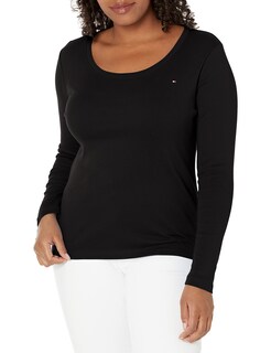 Foto 1 | Foto 1 | Camiseta Tommy Hilfiger Para Mujer, Manga Larga, Cuello Redondo, Negra - Venta Internacional.