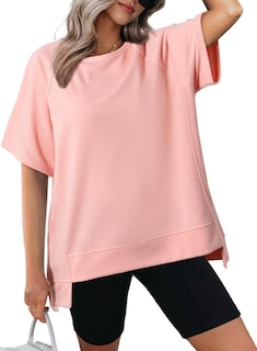 Foto 1 | Foto 1 | Blusas Dokotoo Para Mujer, Cuello Redondo Y Manga Corta, Color Rosa - Venta Internacional.