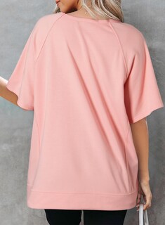 Foto 2 | Foto 2 | Blusas Dokotoo Para Mujer, Cuello Redondo Y Manga Corta, Color Rosa - Venta Internacional.