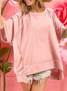 Foto 3 | Foto 3 | Blusas Dokotoo Para Mujer, Cuello Redondo Y Manga Corta, Color Rosa - Venta Internacional.
