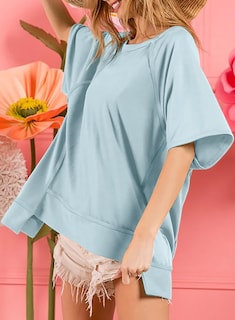 Foto 4 | Foto 4 | Camiseta Dokotoo Summer Casual Cuello Redondo Oversize Azul Para Mujer - Venta Internacional.