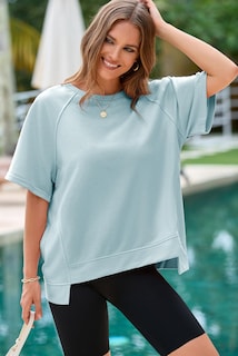 Foto 5 | Foto 5 | Camiseta Dokotoo Summer Casual Cuello Redondo Oversize Azul Para Mujer - Venta Internacional.