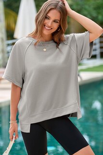Foto 5 | Foto 5 | Tops Dokotoo Spring 2025 - Camisetas Extragrandes Para Mujer, Color Gris - Venta Internacional.