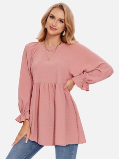 Foto 3 | Foto 3 | Blusa Exlura Para Mujer Swiss Dot Babydoll, Holgada, Rosa - Venta Internacional.