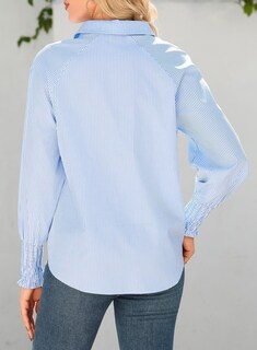 Foto 3 | Foto 3 | Blusa Elegante Para Mujer Con Puños Holgados A Rayas Azul Cielo M - Venta Internacional.