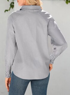 Foto 3 | Foto 3 | Camisa Elegante Con Cuello Para Mujer, Manga Larga, Cuello En V, A Rayas, Negra - Venta Internacional.