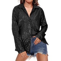 Camisa de Lentejuelas Zando Negro - Venta Internacional