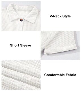 Foto 5 | Foto 5 | Camiseta Astylish Waffle de Punto Gofrado Cuello En V Blanco Henley para Mujer - Venta Internacional