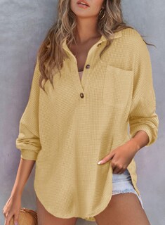 Foto 2 | Foto 2 | Camisa Astylish Para Mujer Con Cuello En V, Cuello En V, Gran Tamaño, Caqui, Talla L - Venta Internacional.
