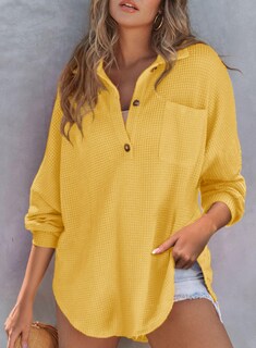 Foto 2 | Foto 2 | Top Elegante Para Mujer, Casual, Suave, Cuello En V, Tejido Gofrado, Amarillo - Venta Internacional.