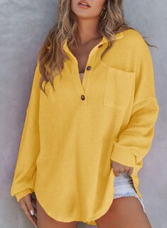 Foto 4 | Foto 4 | Top Elegante Para Mujer, Casual, Suave, Cuello En V, Tejido Gofrado, Amarillo - Venta Internacional.
