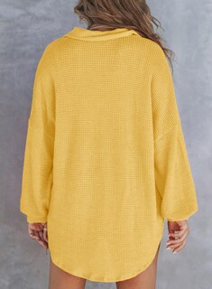 Foto 5 | Foto 5 | Top Elegante Para Mujer, Casual, Suave, Cuello En V, Tejido Gofrado, Amarillo - Venta Internacional.