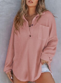Foto 2 | Foto 2 | Camisa Elegante Para Mujer, Estilo Novio, Punto Gofre, Color Rosa Empolvado - Venta Internacional.