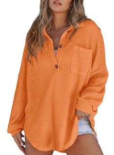 Foto 4 | Foto 4 | Camisa Tipo Túnica Elegante Para Mujer, Estilo Novio, Punto Gofrado, Cuello En V - Venta Internacional.