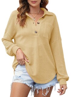 Foto 6 | Foto 6 | Top Elegante, Casual, De Punto Gofrado Con Cuello En V, Casual, Caqui - Venta Internacional.