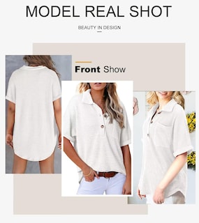 Foto 4 | Foto 4 | Blusa Tipo Túnica Elegante De Punto Gofrado, Manga Corta, Cuello En V, Blanca - Venta Internacional.