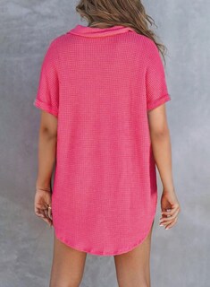 Foto 3 | Foto 3 | Camisa Astylish Para Mujer, Cuello En V, Cuello En V, Manga Corta, Rosa Roja, Talla M - Venta Internacional.