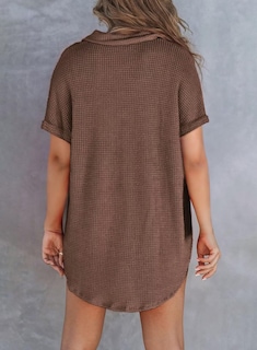 Foto 3 | Foto 3 | Blusa Tipo Túnica Para Mujer, Elegante, Punto Gofrado, Cuello En V, Color Café, Xxl - Venta Internacional.